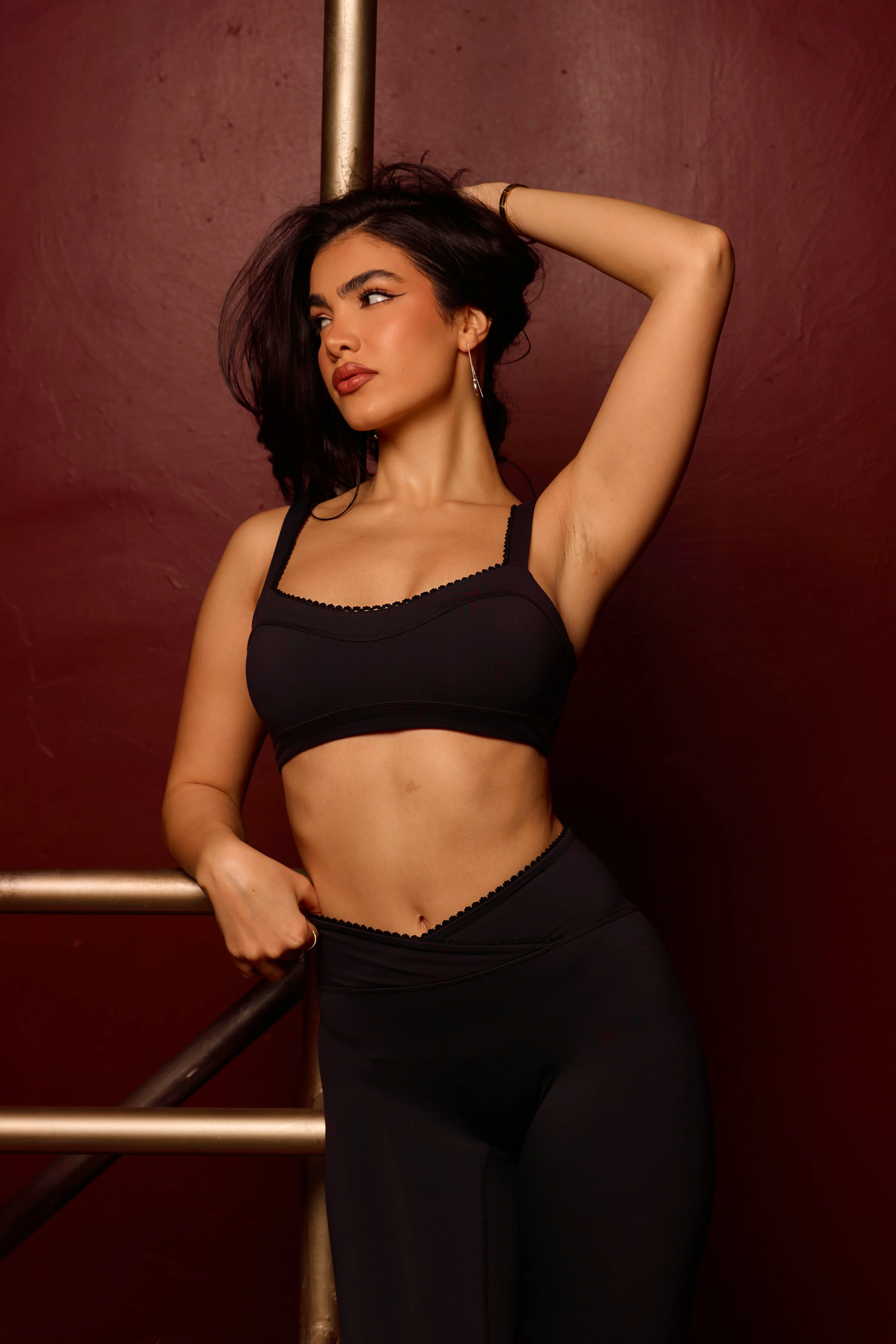 Lace Waist Legging in Caviar Noir - Image 4