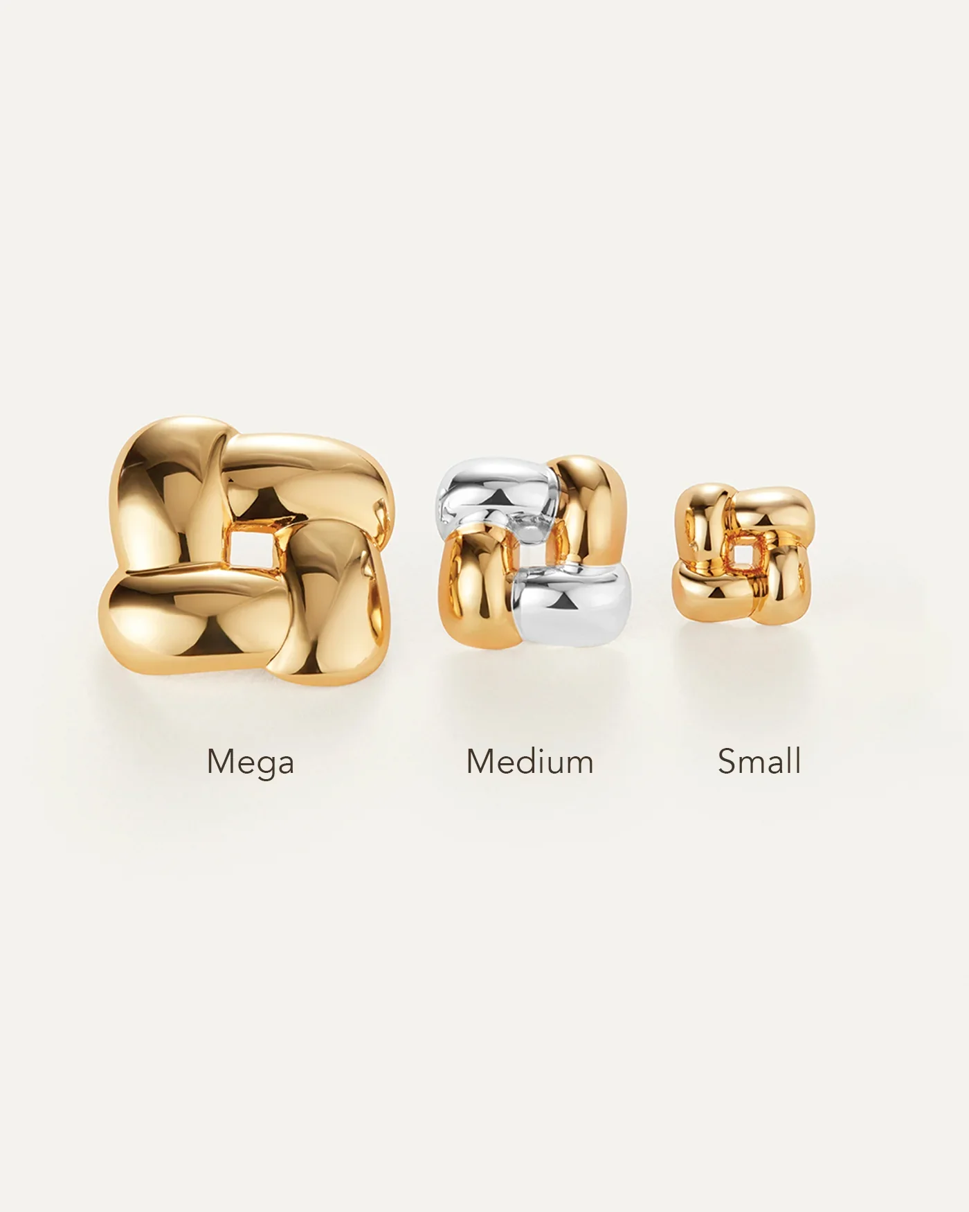 Small Woven Square Earrings in Gold - Image 6