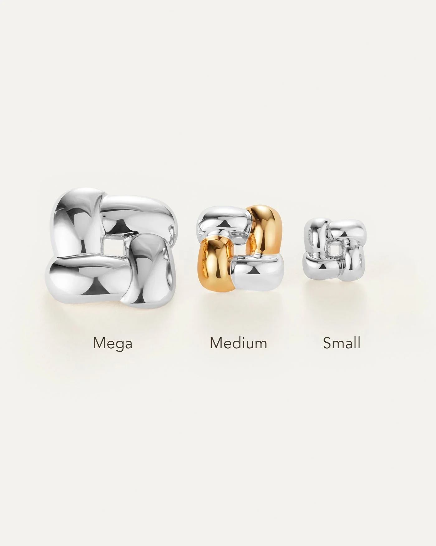 Small Woven Square Earrings in Silver - Image 5
