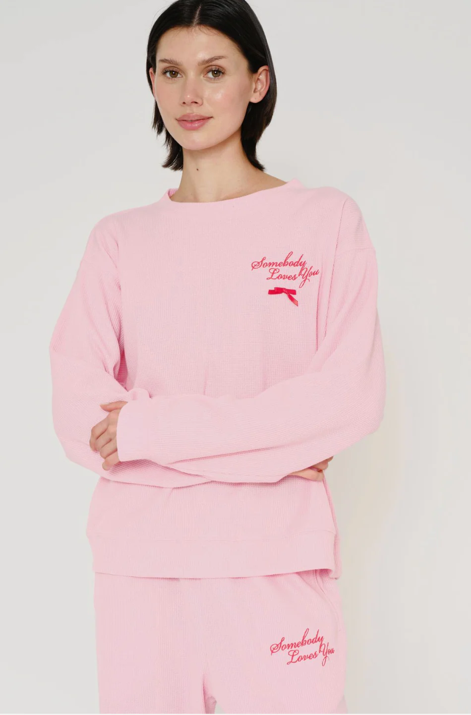 Somebody Love You Waffle Crewneck - Image 3