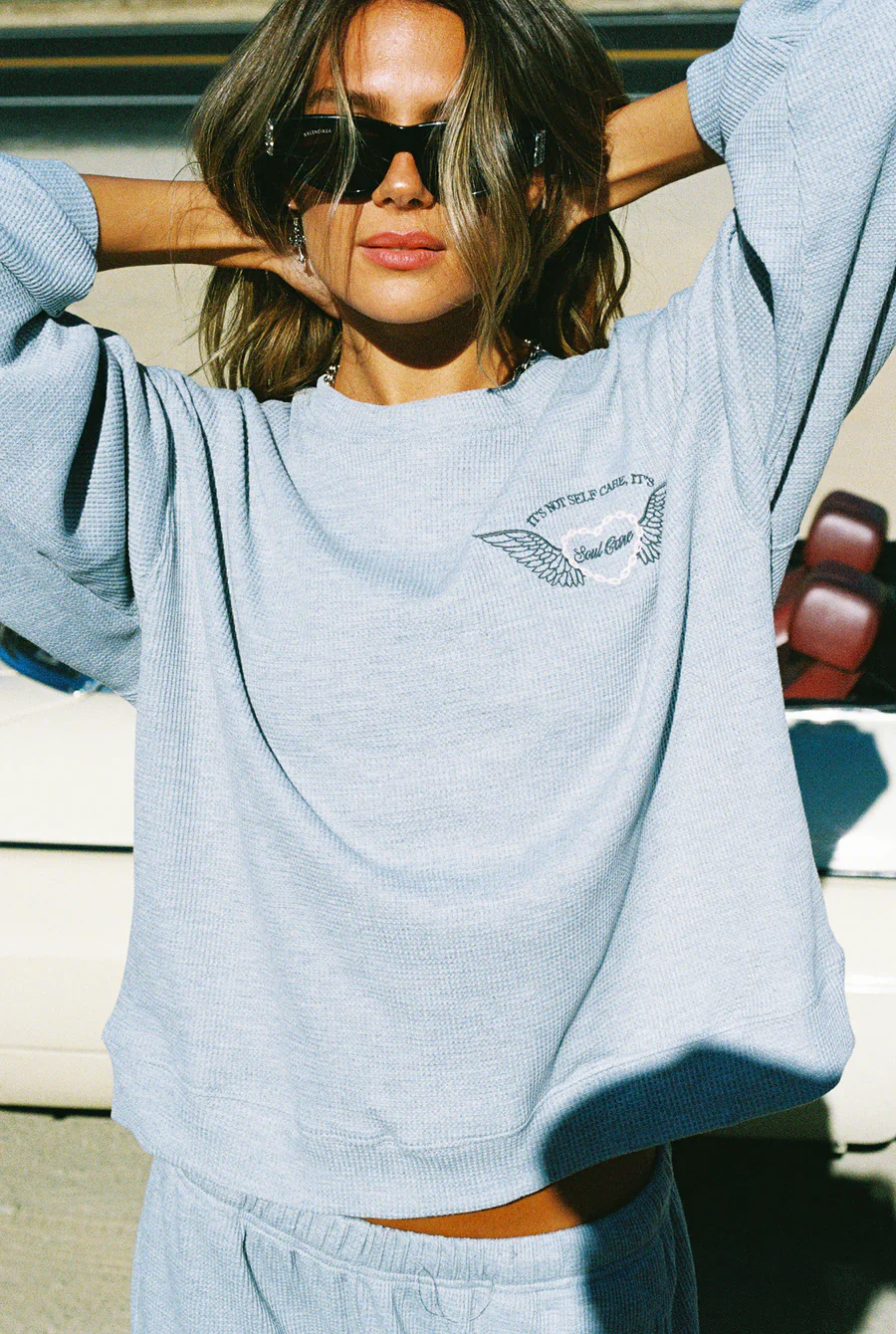 Soul Grey Relaxed Waffle Crewneck - Image 11