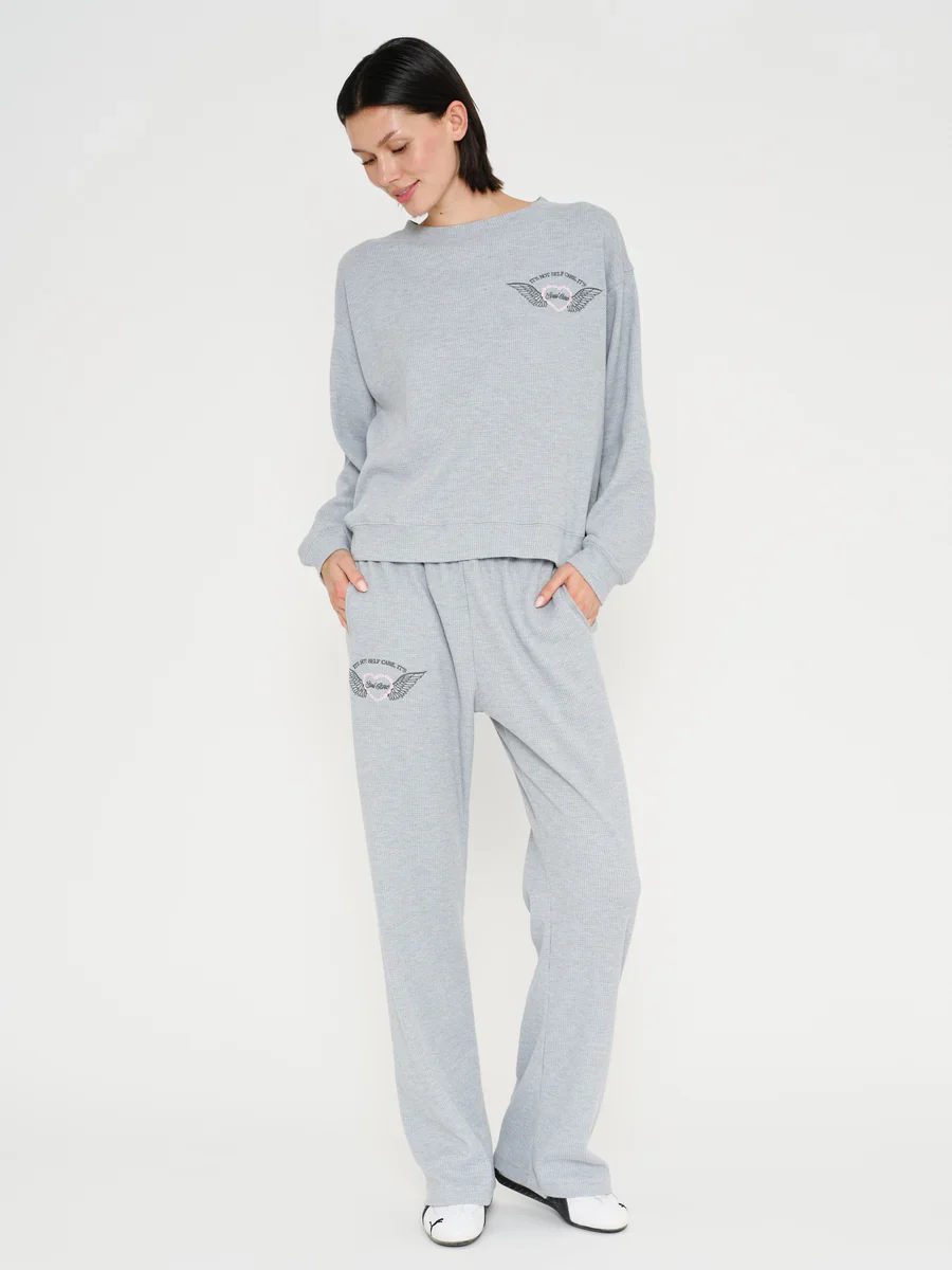 Soul Grey Relaxed Waffle Crewneck - Image 6