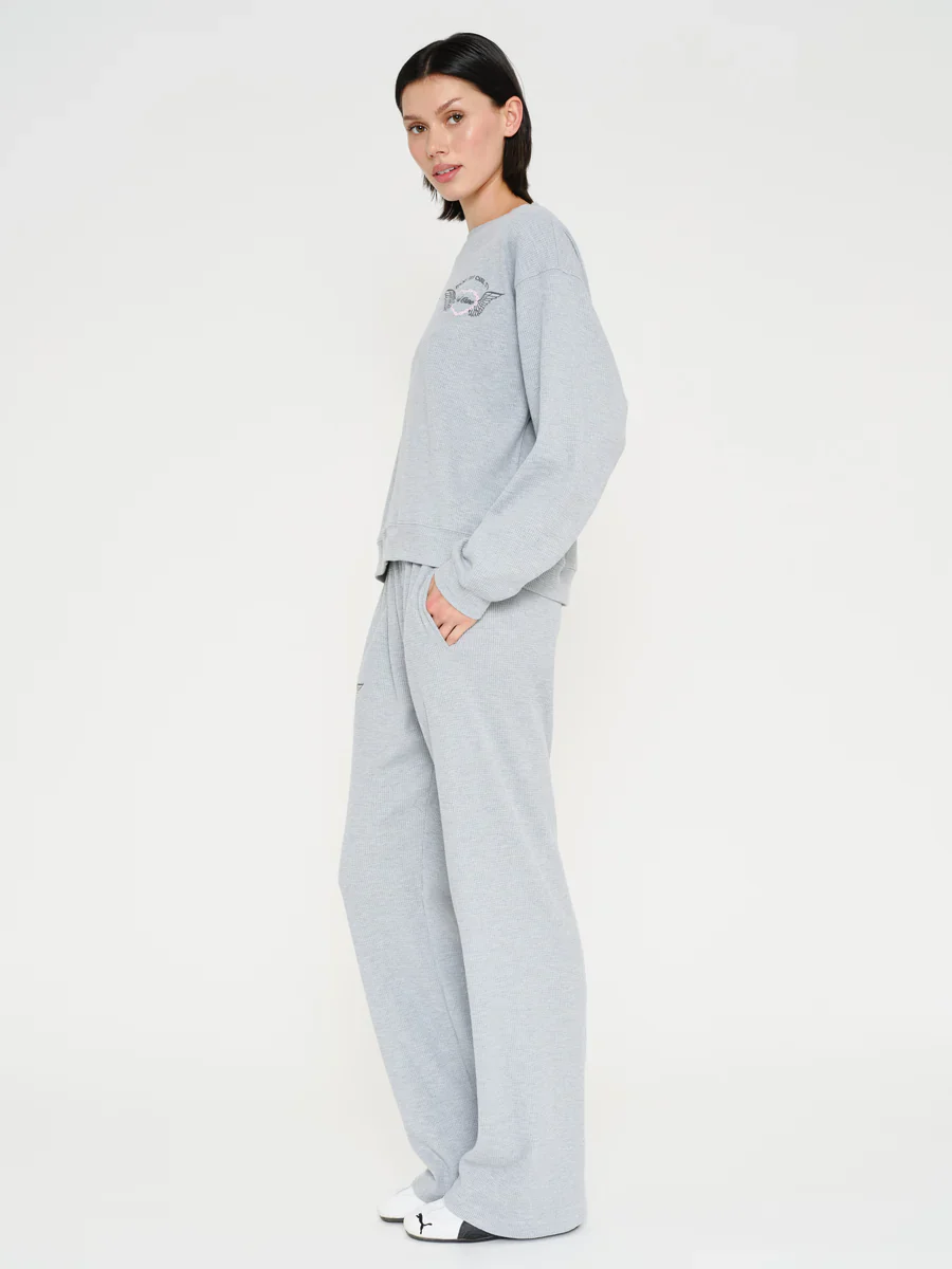 Soul Grey Relaxed Waffle Wide-Leg Sweatpants - Image 5