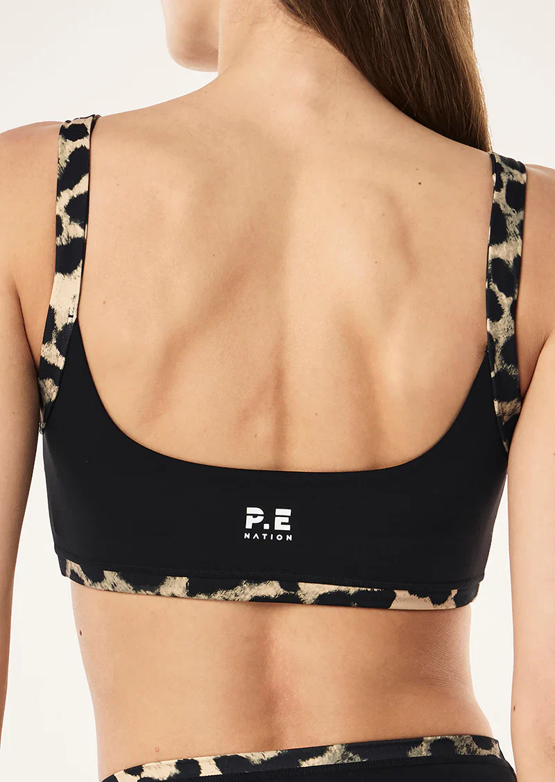 Vivid Sports Bra In Black & Leopard - Image 2