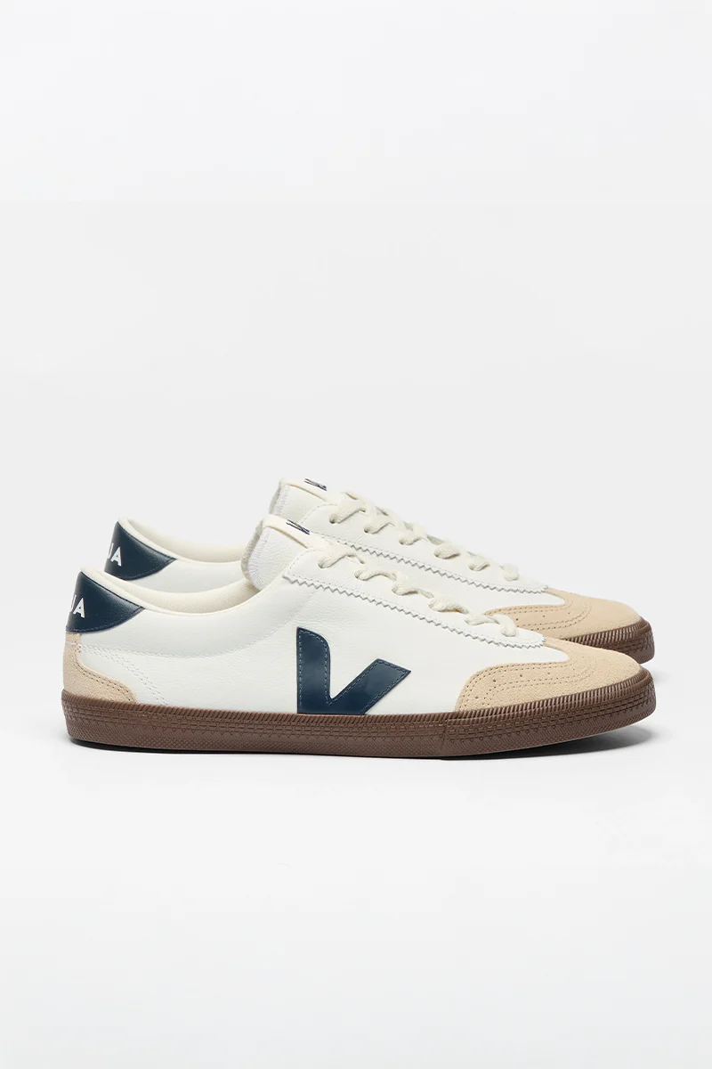 Volley Leather Sneaker White Nautico Bark